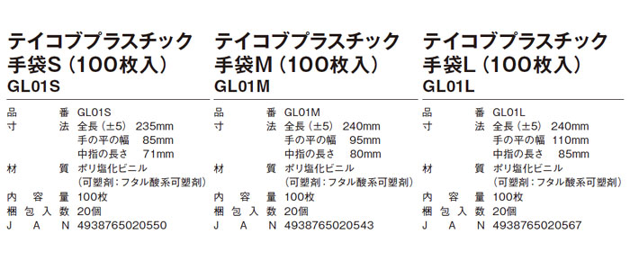 テイコブプラスチック手袋 GL01(S・M・L)  使用イメージ