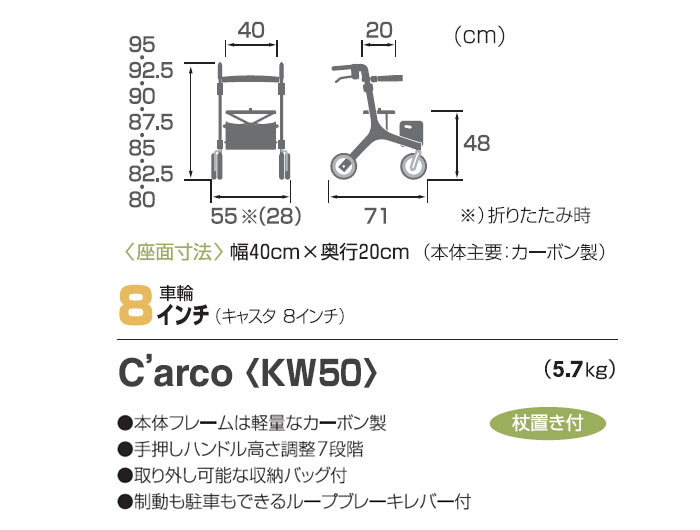 KWV[Yl֕s C'arco KW50̃TCY\