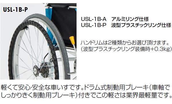 自走式超軽量車椅子 USL-1B のハンドリム