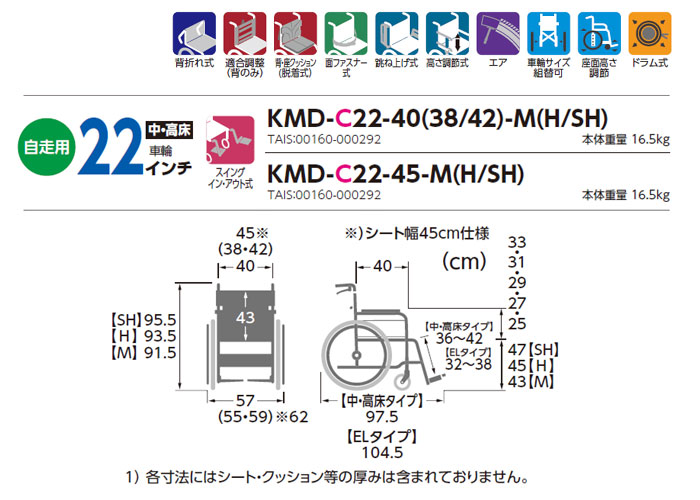 yʎԈ֎q@KMD-C22-40(38E42)-M(H/SH)̃TCY\