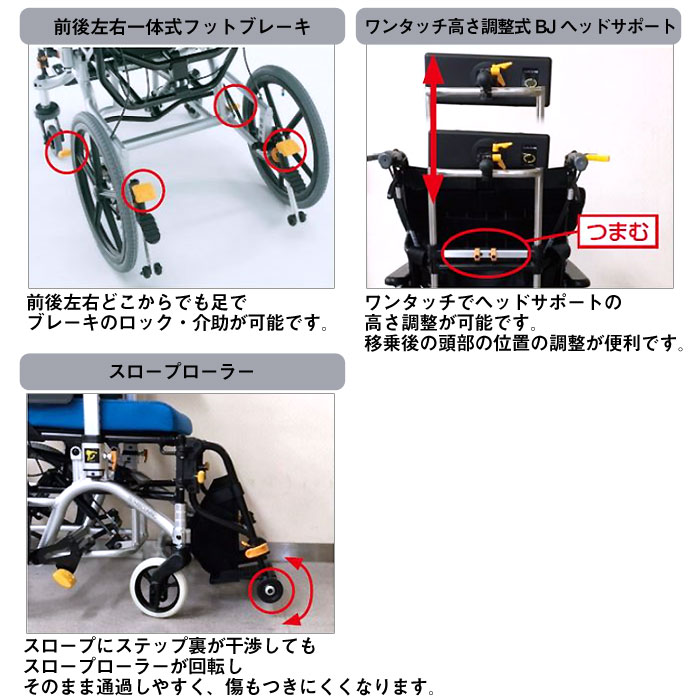 松永製作所 ティルト&リクライニング車椅子 MH-GRLの主な仕様