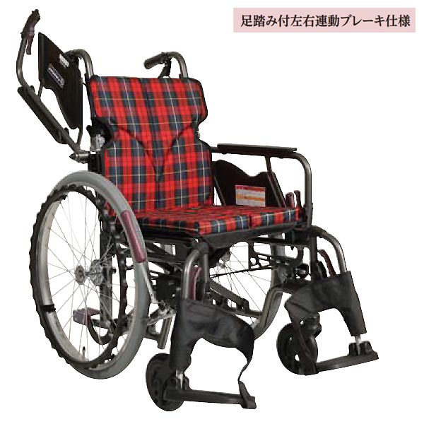 車椅子 カワムラサイクル チェック柄 カワムラサイクル 介助用車椅子 青色 チェック柄
